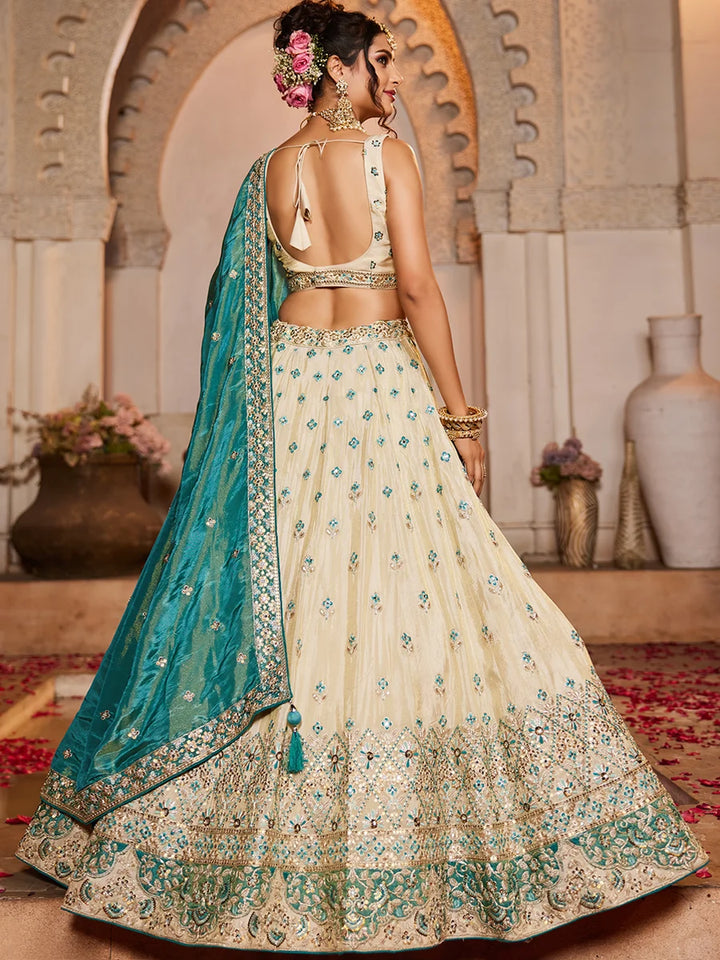 Luxury Purple & Rama Tissue Lehenga for Women with Handcrafted Bead & Stone Work