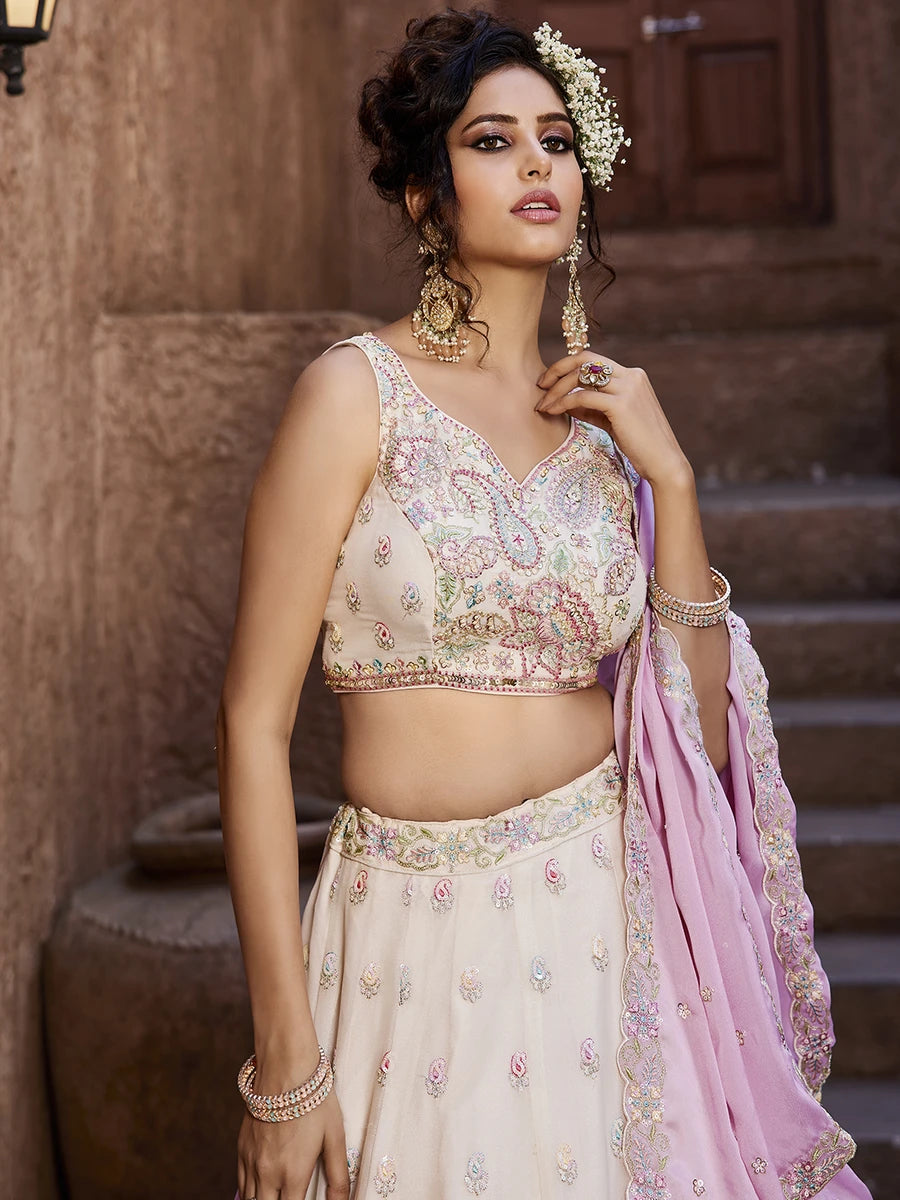 Glamorous Georgette Lehenga Set | Sequins Embroidery Elegance