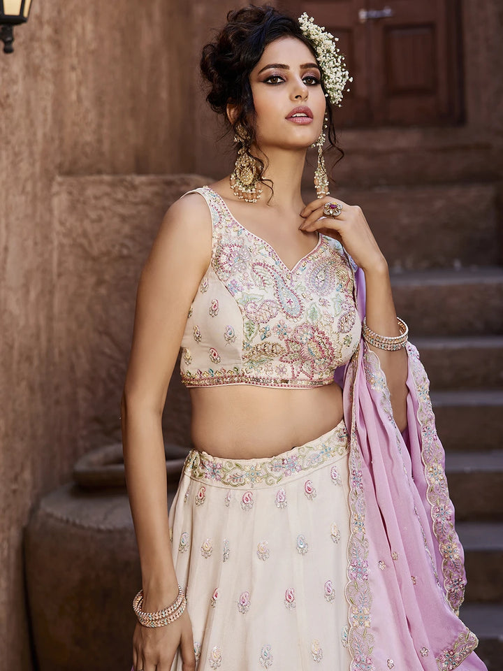 Glamorous Georgette Lehenga Set | Sequins Embroidery Elegance