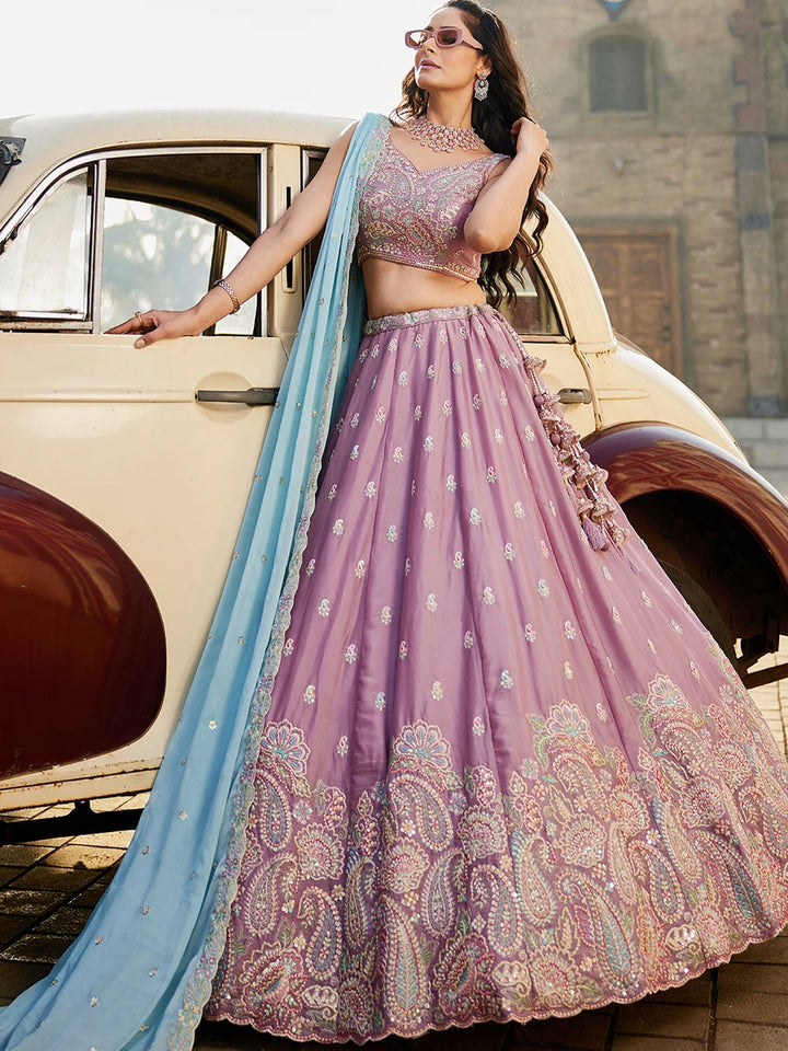 Glamorous Georgette Lehenga Set | Sequins Embroidery Elegance