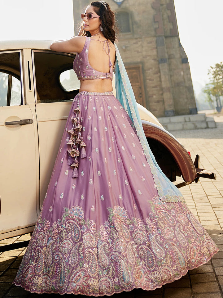 Glamorous Georgette Lehenga Set | Sequins Embroidery Elegance