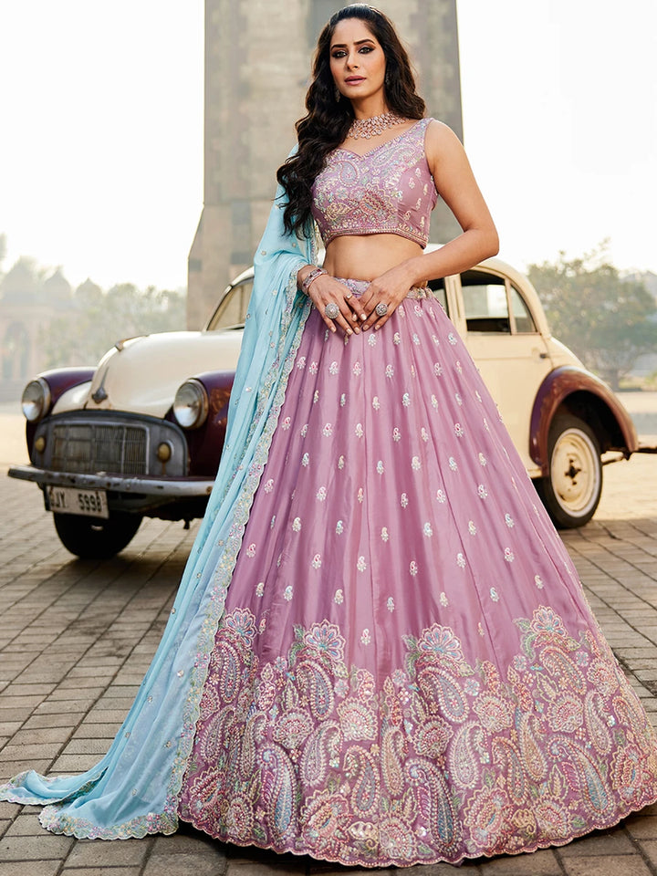 Glamorous Georgette Lehenga Set | Sequins Embroidery Elegance
