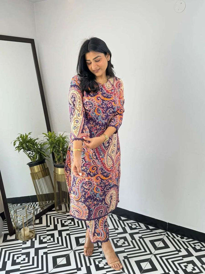 Stylish Viscose Kurti Set | Designer Printed Readymade Suit