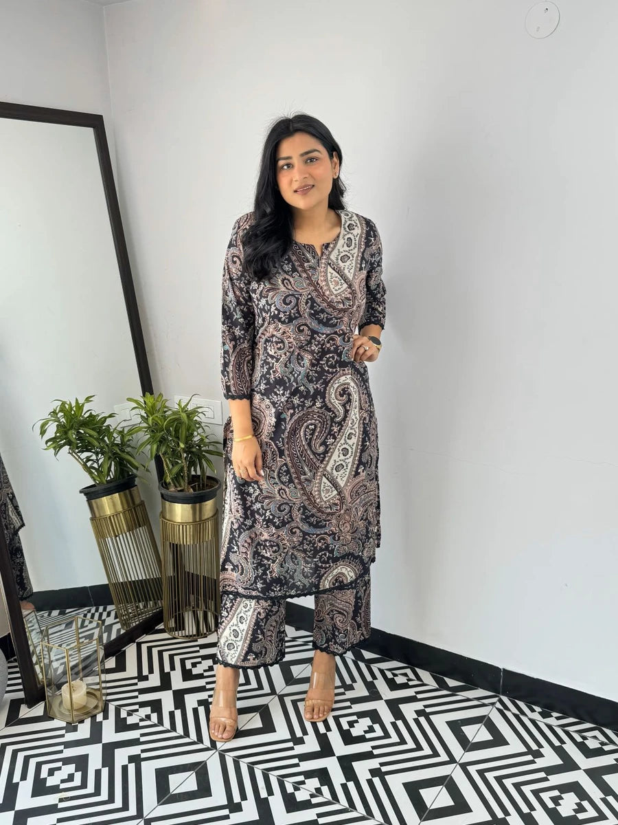 Stylish Viscose Kurti Set | Designer Printed Readymade Suit