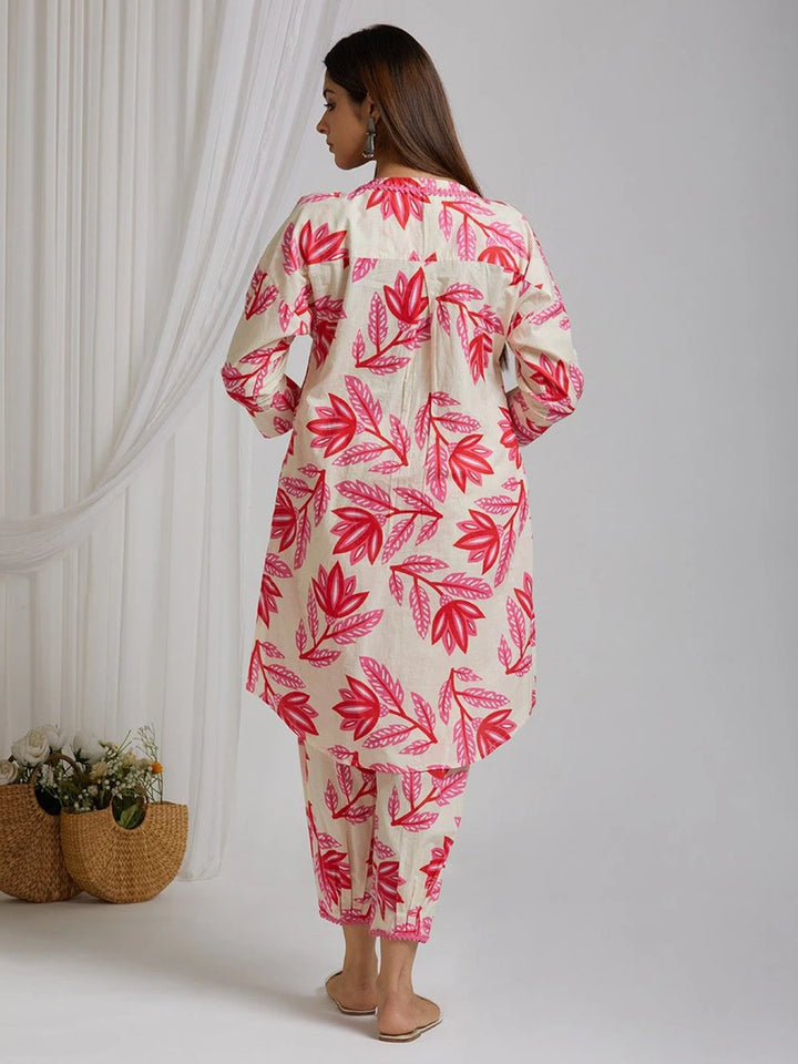 Beige Cotton Blend Kurti | Chic Designer Printed Ethnic Style