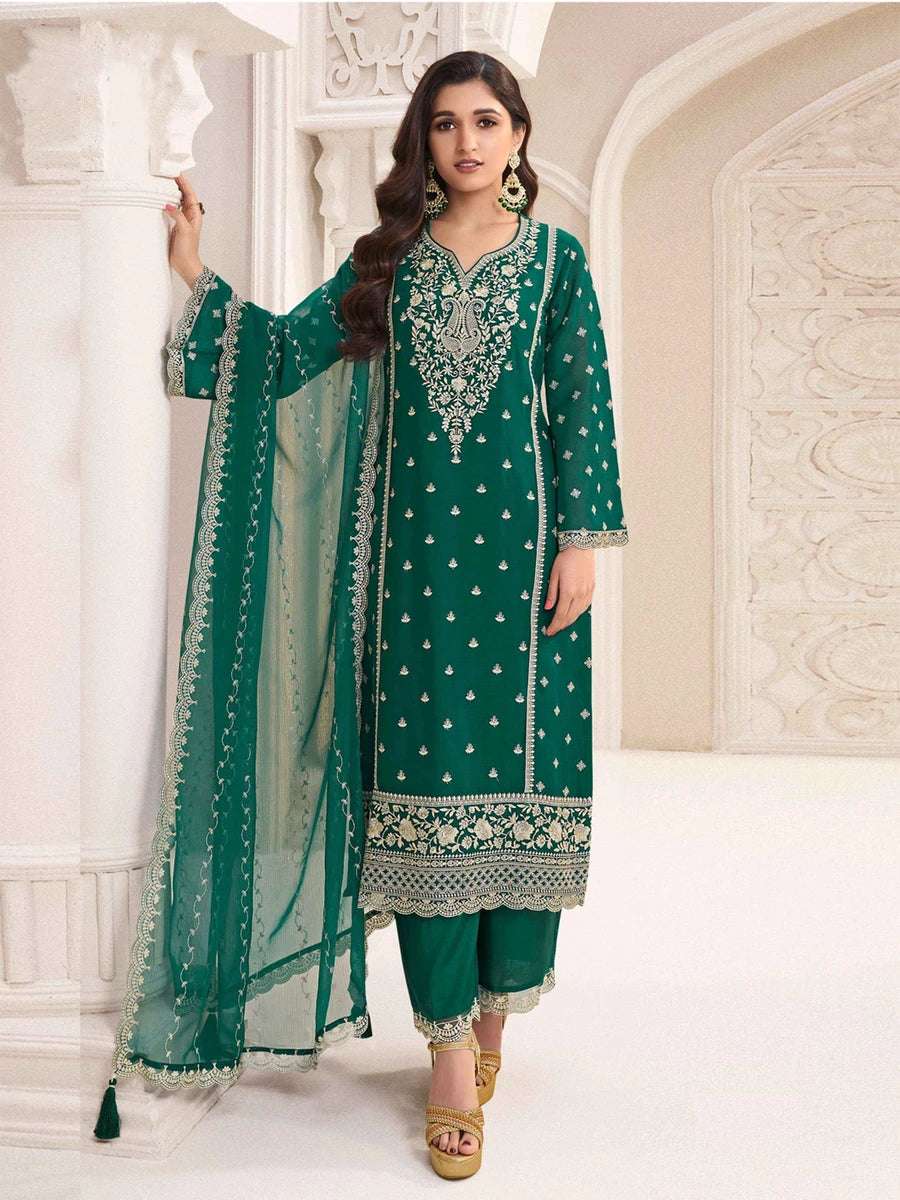 Stunning Green Chiffon Suit | Perfect for Weddings & Festivals
