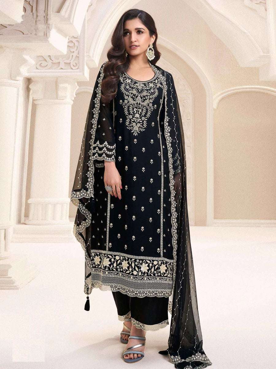 Beautiful Black Chiffon Salwar Suit | Wedding & Festive Wear