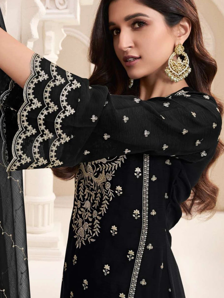 Beautiful Black Chiffon Salwar Suit | Wedding & Festive Wear