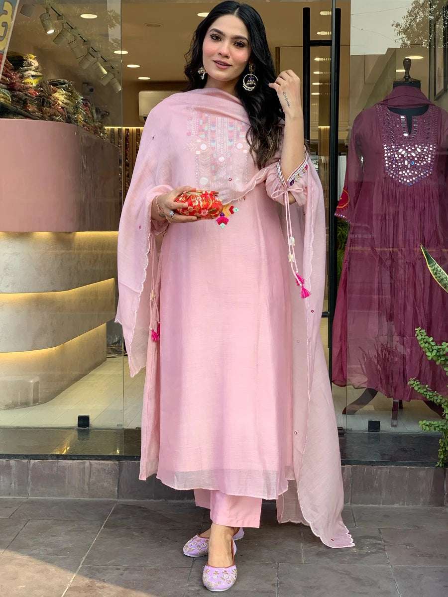 Exquisite Designer Salwar Kameez | Chanderi Silk & Organza Dupatta
