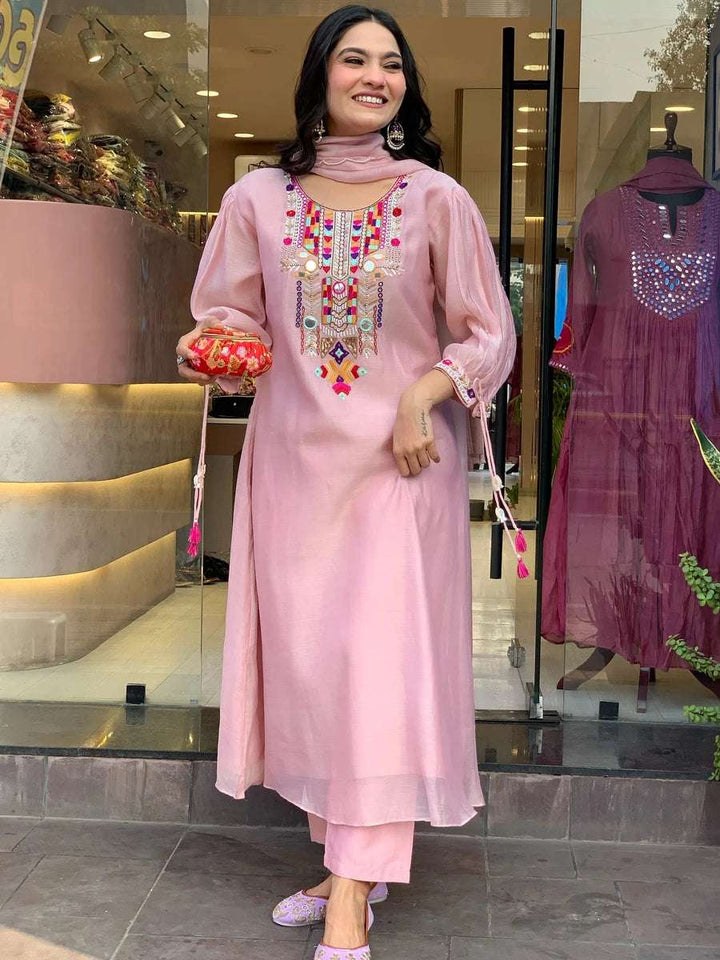 Exquisite Designer Salwar Kameez | Chanderi Silk & Organza Dupatta