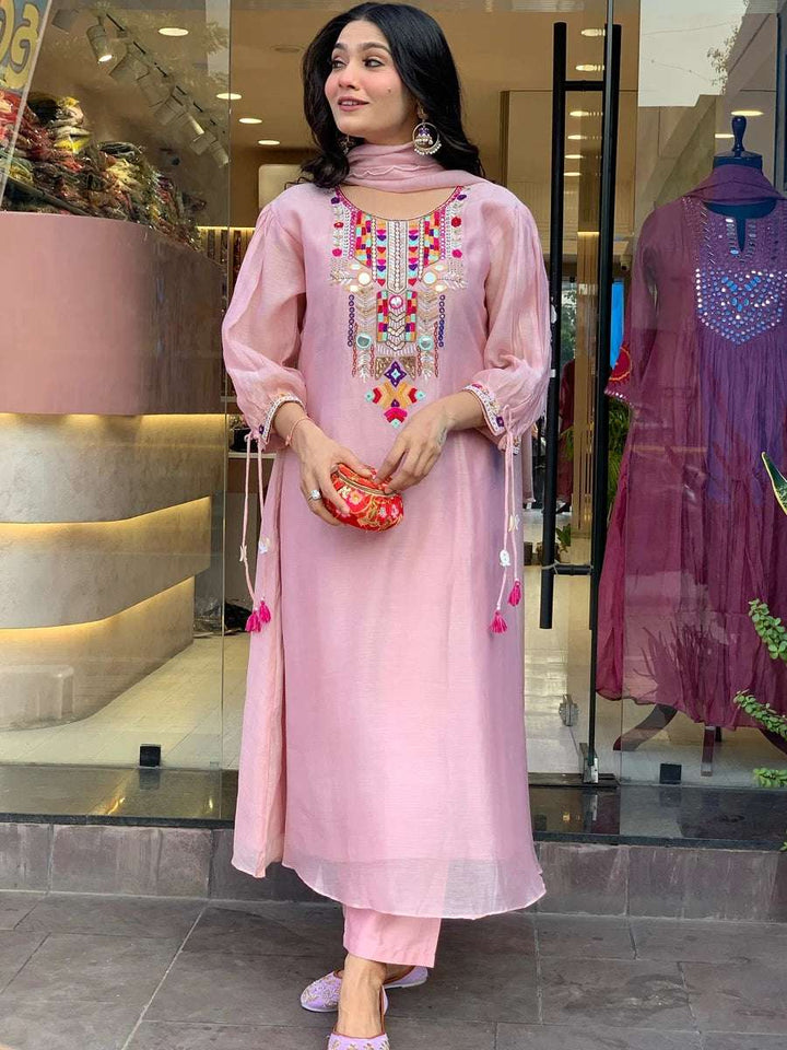 Exquisite Designer Salwar Kameez | Chanderi Silk & Organza Dupatta