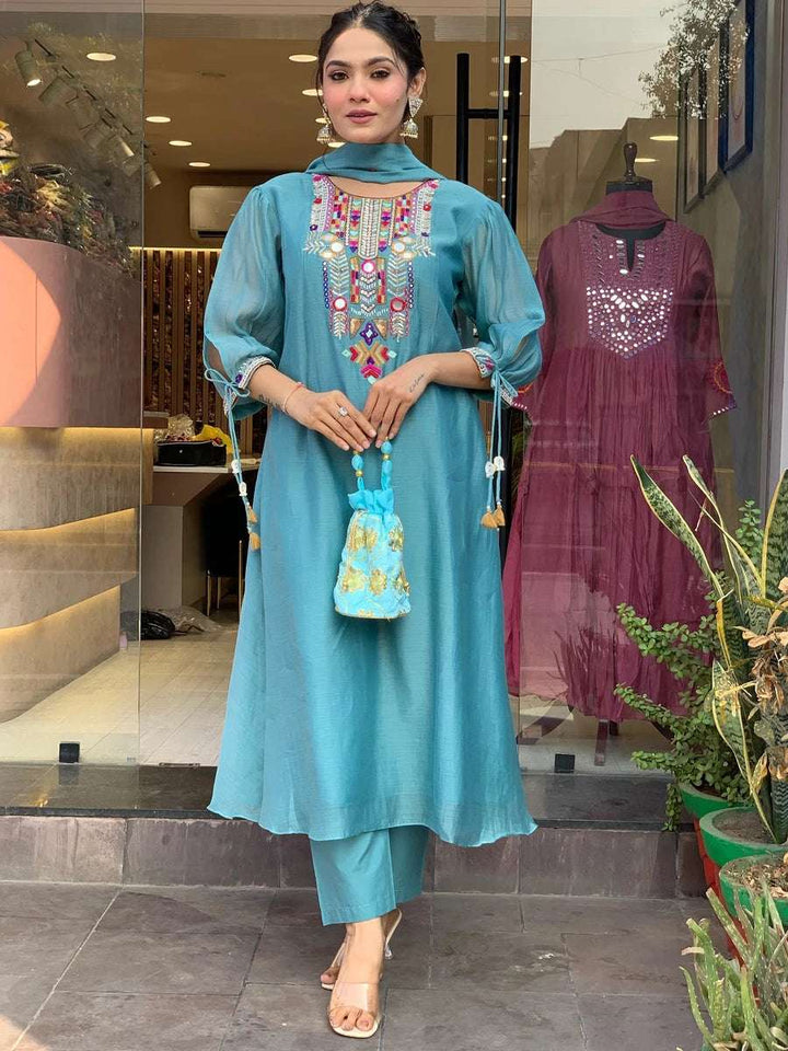 Exquisite Designer Salwar Kameez | Chanderi Silk & Organza Dupatta