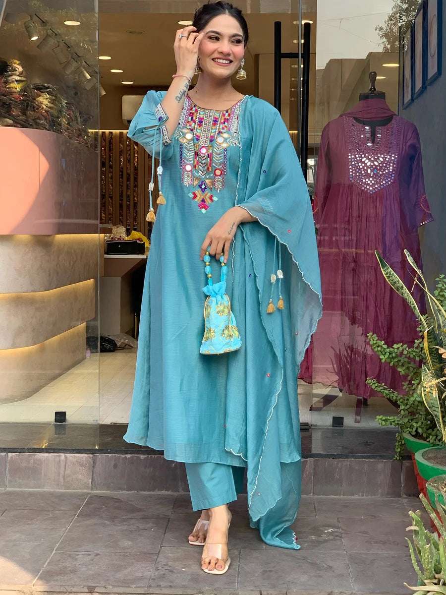 Exquisite Designer Salwar Kameez | Chanderi Silk & Organza Dupatta