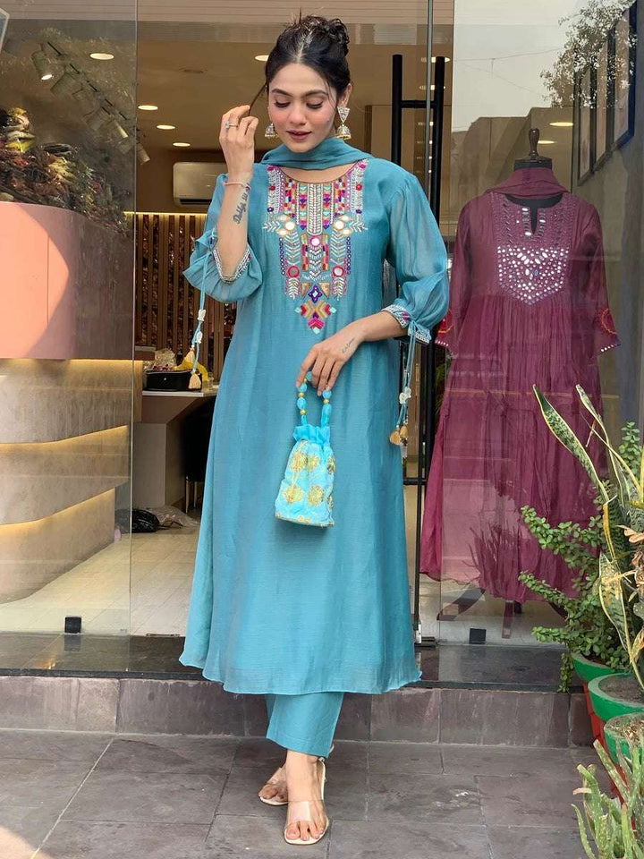 Exquisite Designer Salwar Kameez | Chanderi Silk & Organza Dupatta