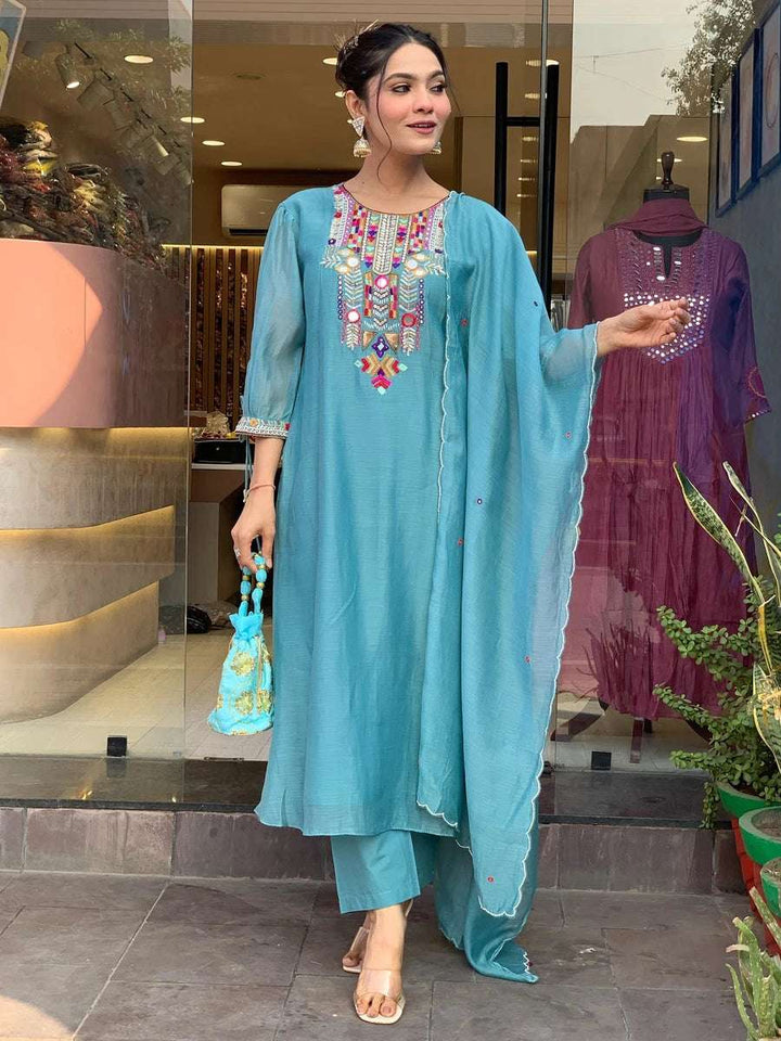Exquisite Designer Salwar Kameez | Chanderi Silk & Organza Dupatta