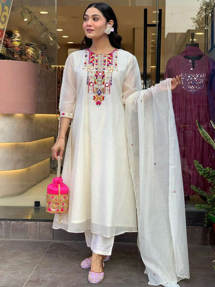 Exquisite Designer Salwar Kameez | Chanderi Silk & Organza Dupatta