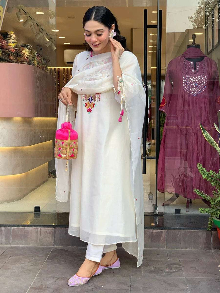 Exquisite Designer Salwar Kameez | Chanderi Silk & Organza Dupatta