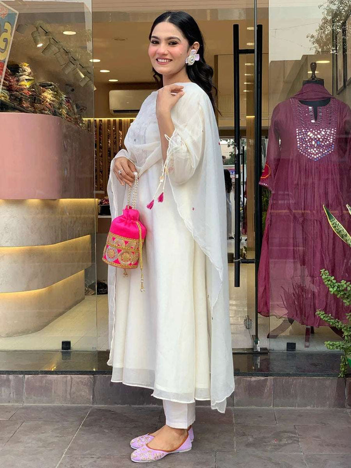 Exquisite Designer Salwar Kameez | Chanderi Silk & Organza Dupatta