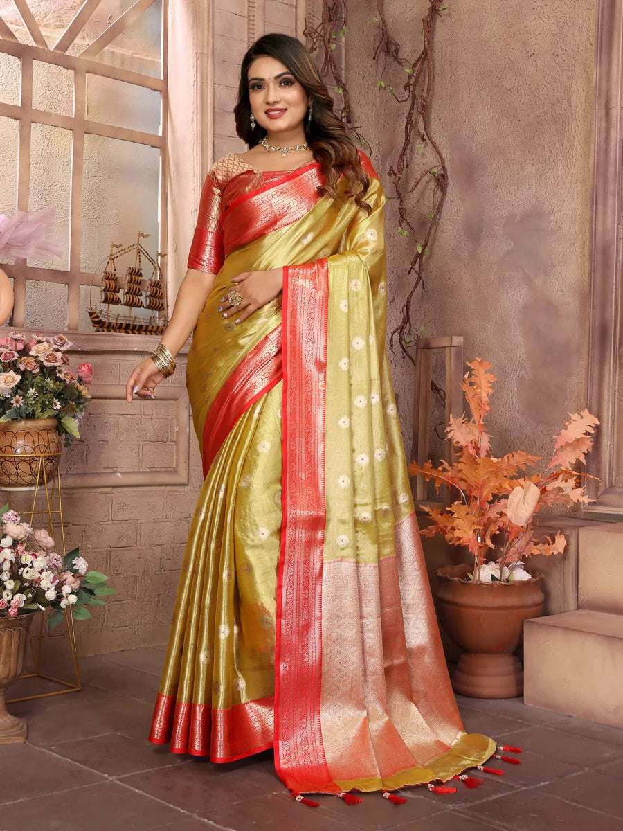 Ethnic Tissue Silk Saree | Graceful Wevon Handloom Design
