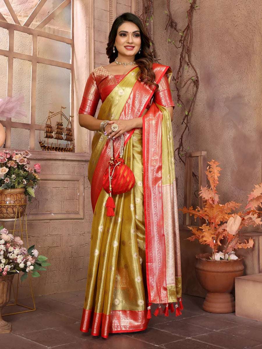 Ethnic Tissue Silk Saree | Graceful Wevon Handloom Design