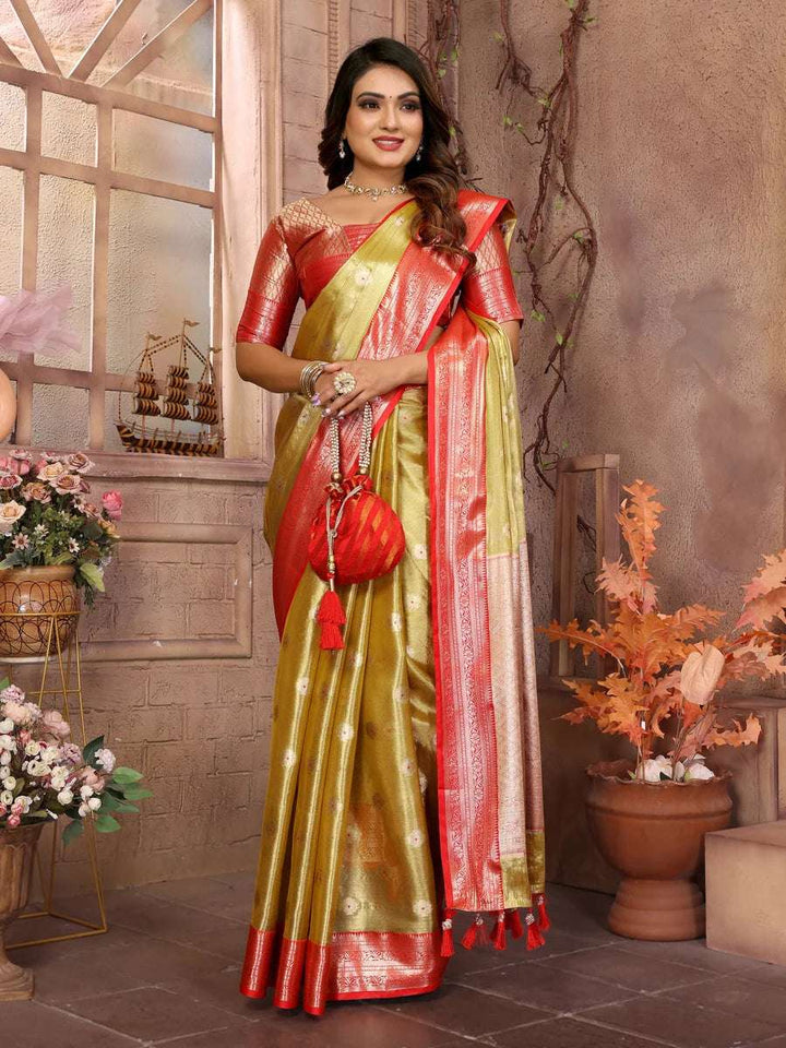 Ethnic Tissue Silk Saree | Graceful Wevon Handloom Design