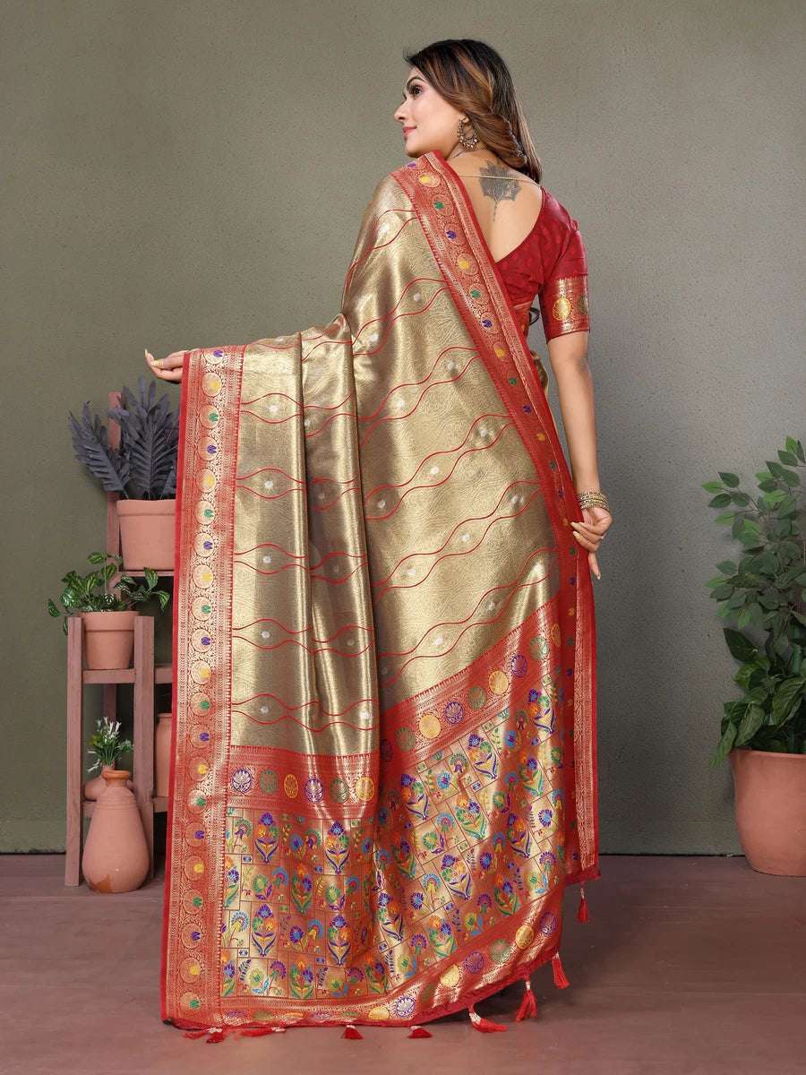 Royal Banarasi Tissue Silk Saree | Heavy Wevon Designer Art