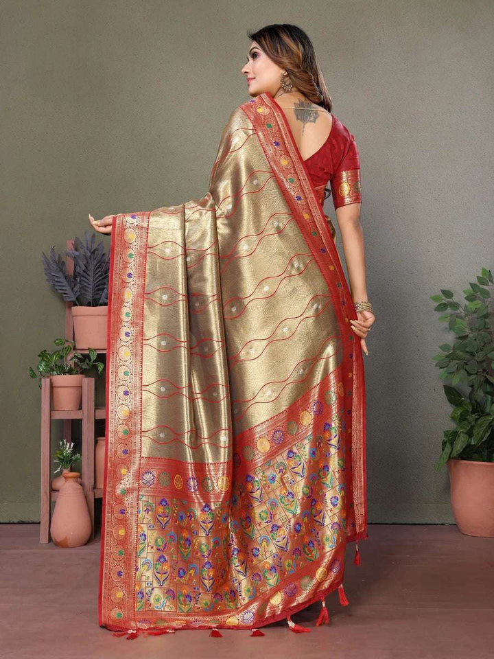 Royal Banarasi Tissue Silk Saree | Heavy Wevon Designer Art
