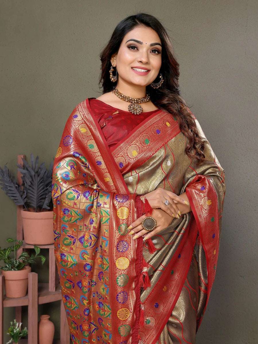 Royal Banarasi Tissue Silk Saree | Heavy Wevon Designer Art