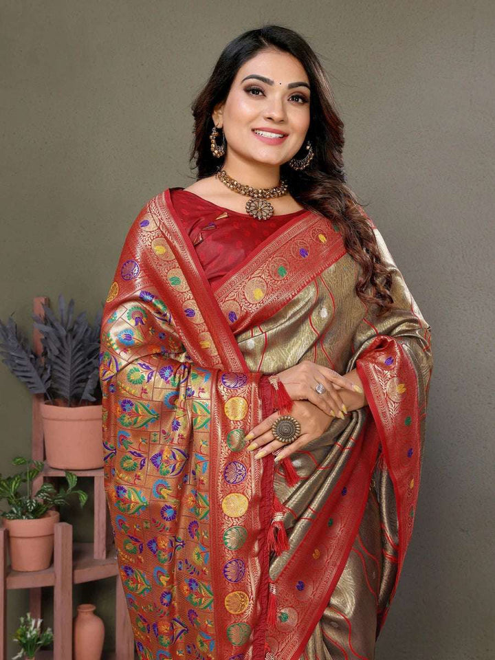 Royal Banarasi Tissue Silk Saree | Heavy Wevon Designer Art