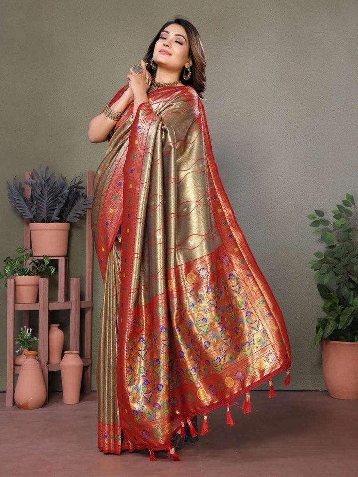 Royal Banarasi Tissue Silk Saree | Heavy Wevon Designer Art