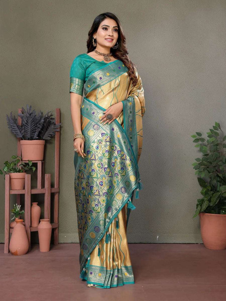 Royal Banarasi Tissue Silk Saree | Heavy Wevon Designer Art