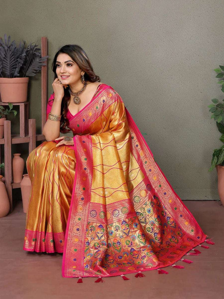 Royal Banarasi Tissue Silk Saree | Heavy Wevon Designer Art