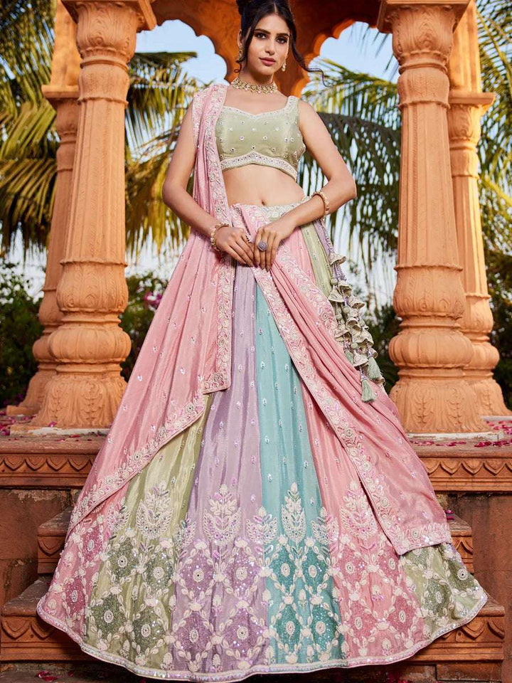 Graceful  Traditional Multicolor Chiffon Lehenga | Elegant Embroidery
