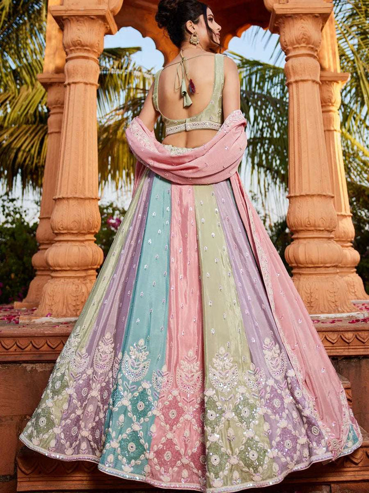 Graceful  Traditional Multicolor Chiffon Lehenga | Elegant Embroidery