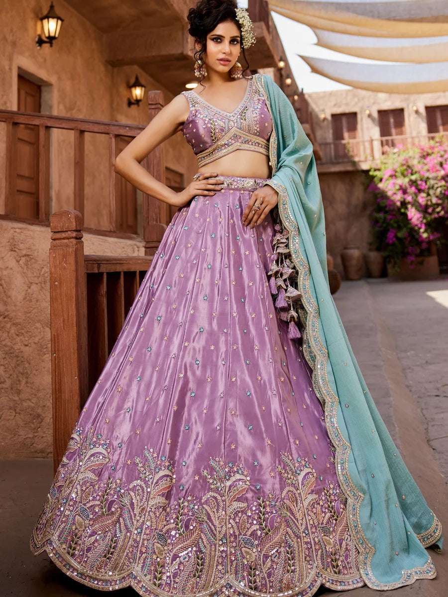 Exquisite Satin Lehenga | Designer Work & Graceful Chiffon Dupatta