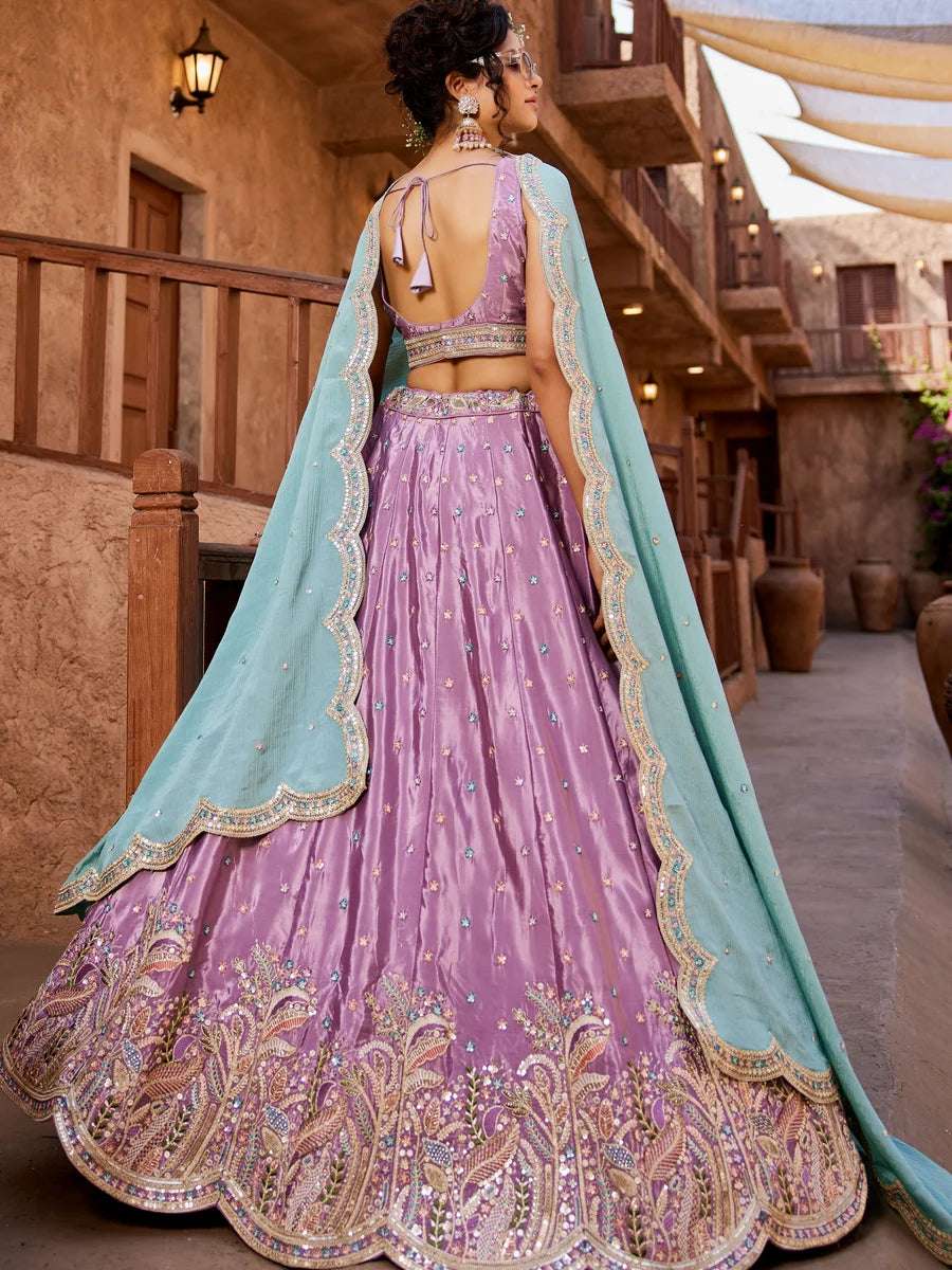 Exquisite Satin Lehenga | Designer Work & Graceful Chiffon Dupatta