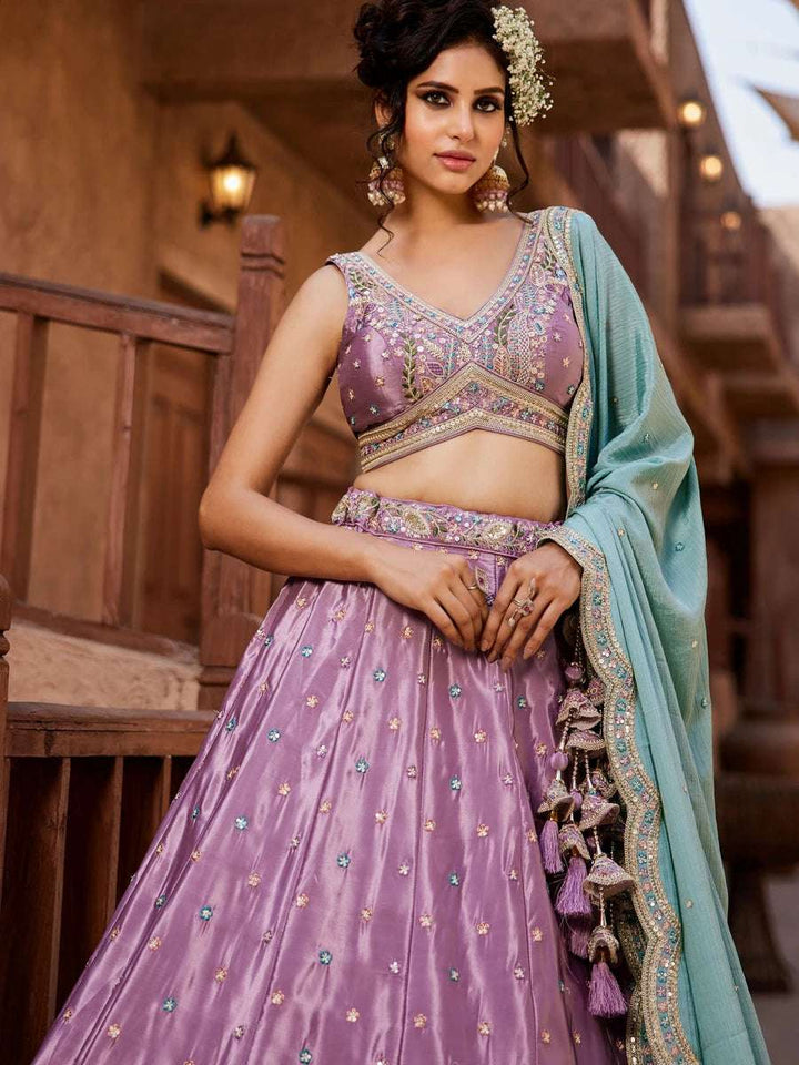 Exquisite Satin Lehenga | Designer Work & Graceful Chiffon Dupatta