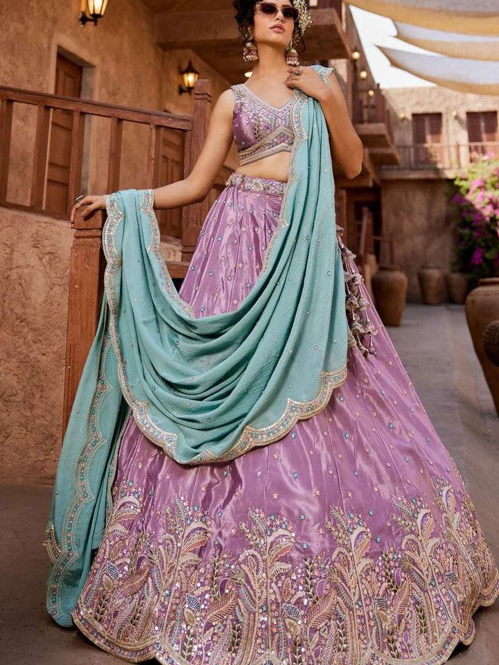 Exquisite Satin Lehenga | Designer Work & Graceful Chiffon Dupatta