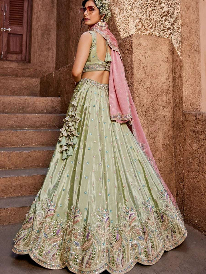Exquisite Satin Lehenga | Designer Work & Graceful Chiffon Dupatta