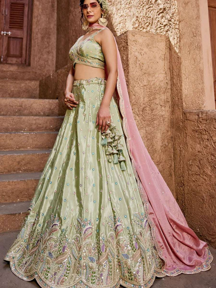 Exquisite Satin Lehenga | Designer Work & Graceful Chiffon Dupatta