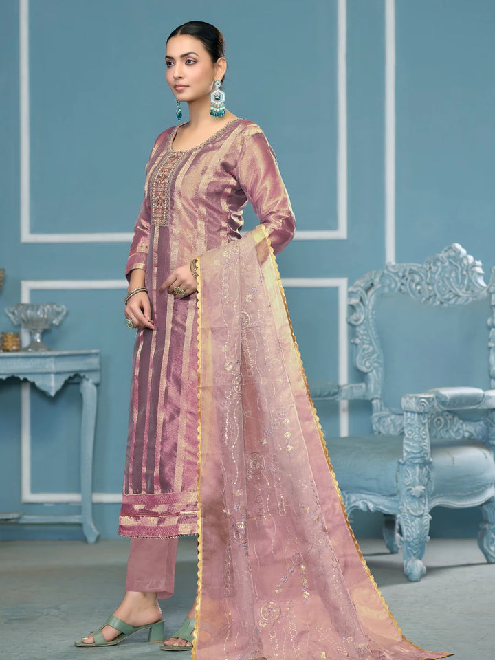 Elegant Viscose Organza Salwar Kameez | Embroidered & Handwork