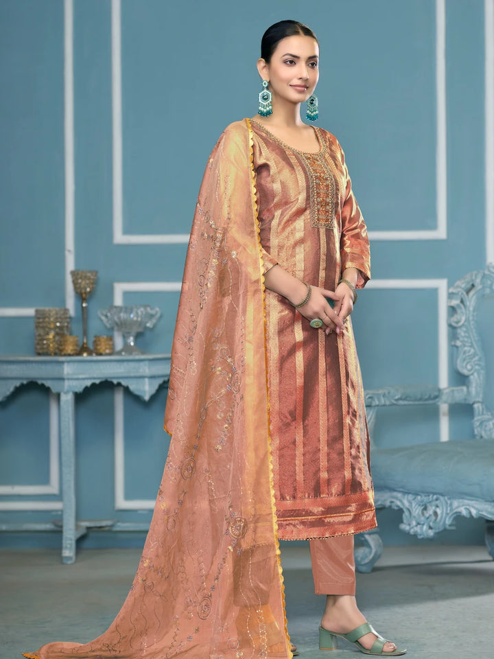 Elegant Viscose Organza Salwar Kameez | Embroidered & Handwork