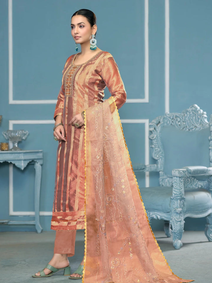 Elegant Viscose Organza Salwar Kameez | Embroidered & Handwork
