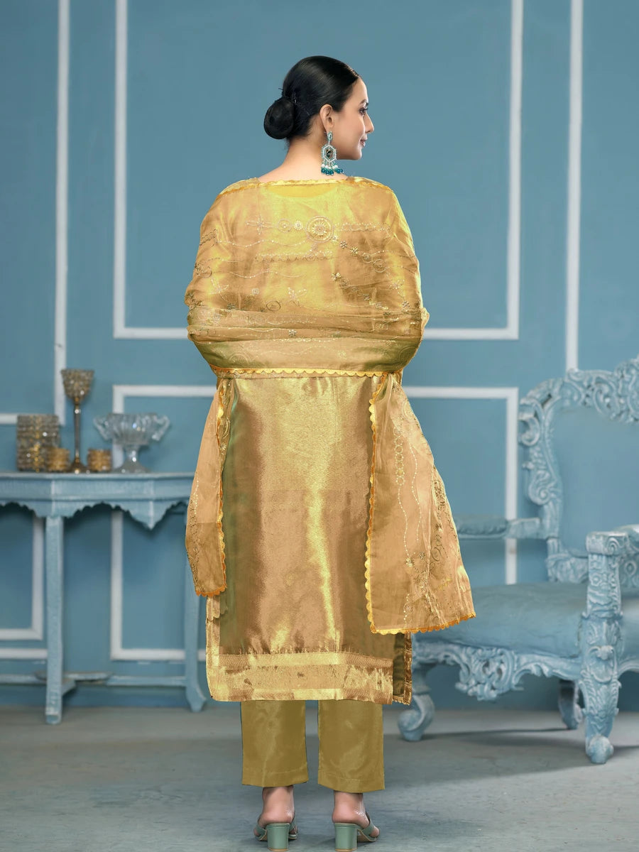 Elegant Viscose Organza Salwar Kameez | Embroidered & Handwork
