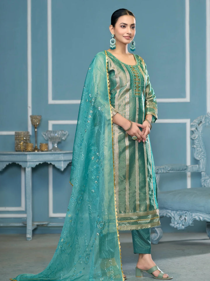 Rama Viscose Organza Salwar Kameez | Embroidery & Hand Work