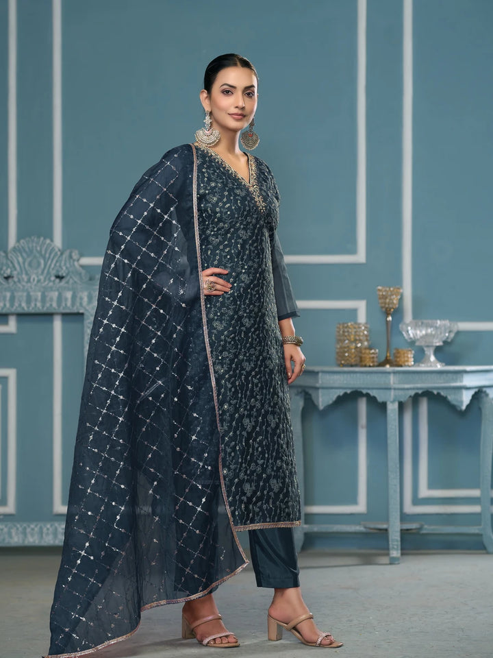 Stylish Handcrafted Embroidered Suit | Viscose Organza with Organza Dupatta