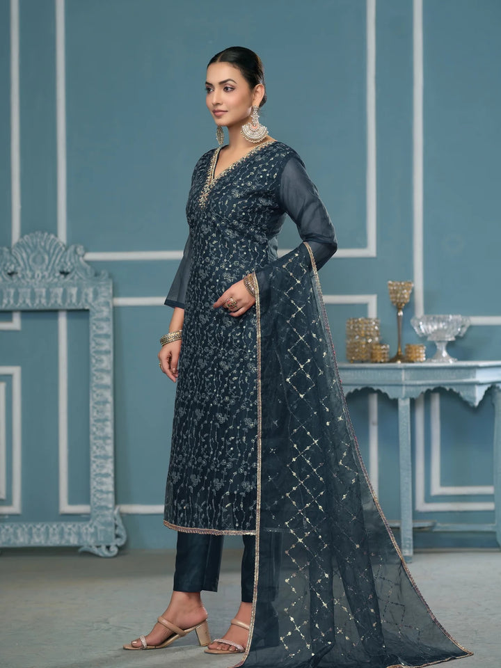Stylish Handcrafted Embroidered Suit | Viscose Organza with Organza Dupatta