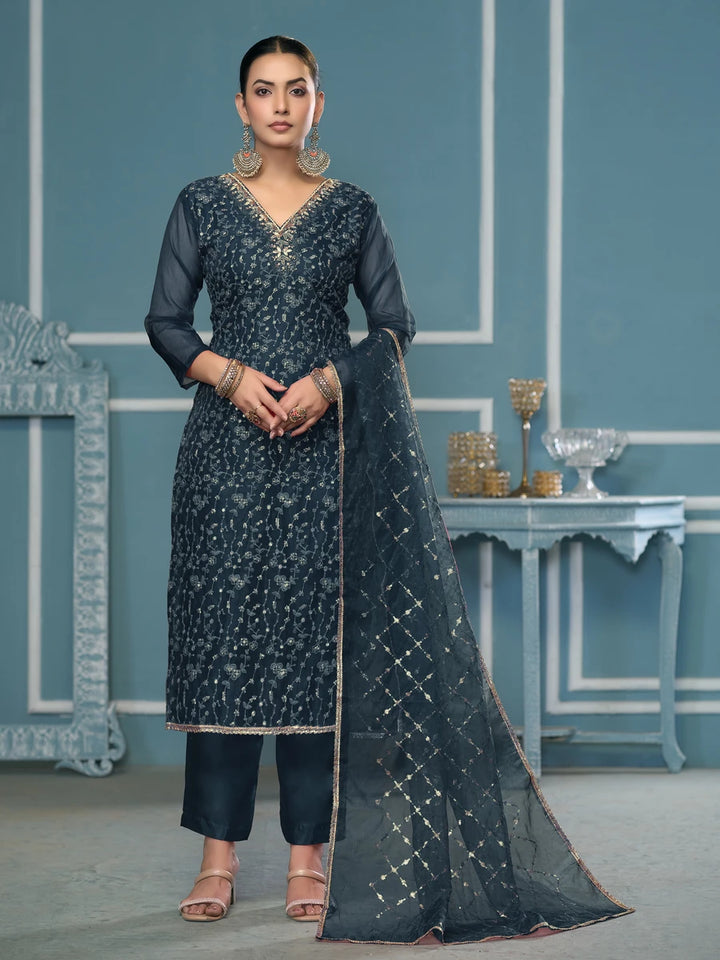 Stylish Handcrafted Embroidered Suit | Viscose Organza with Organza Dupatta