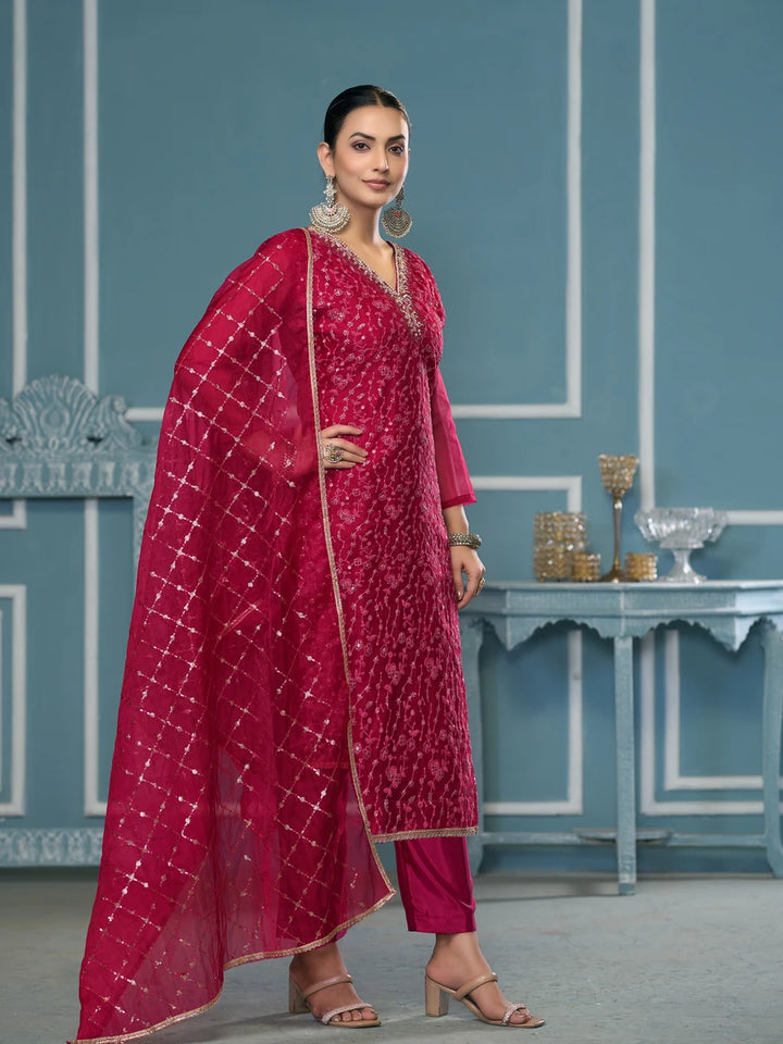Stylish Handcrafted Embroidered Suit | Viscose Organza with Organza Dupatta