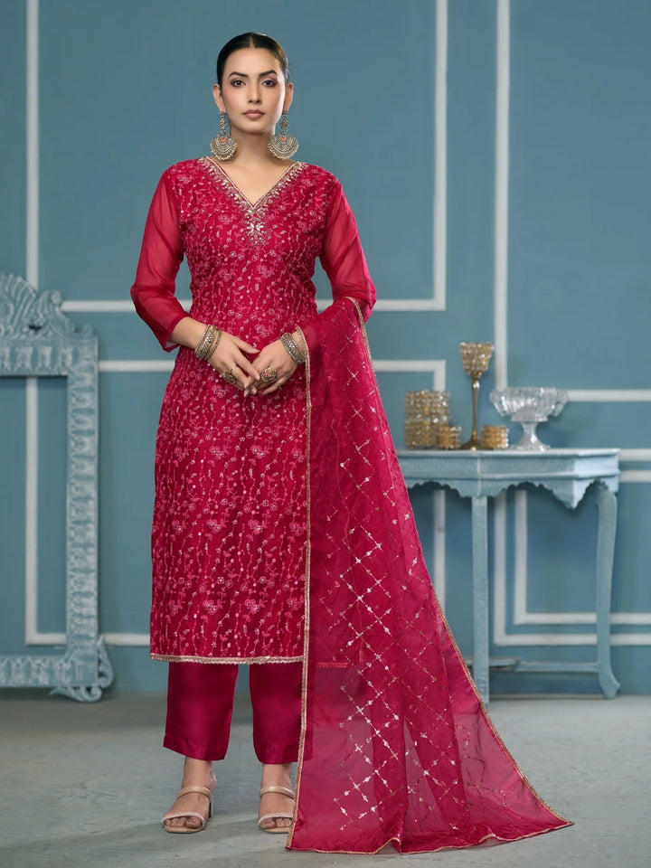 Stylish Handcrafted Embroidered Suit | Viscose Organza with Organza Dupatta